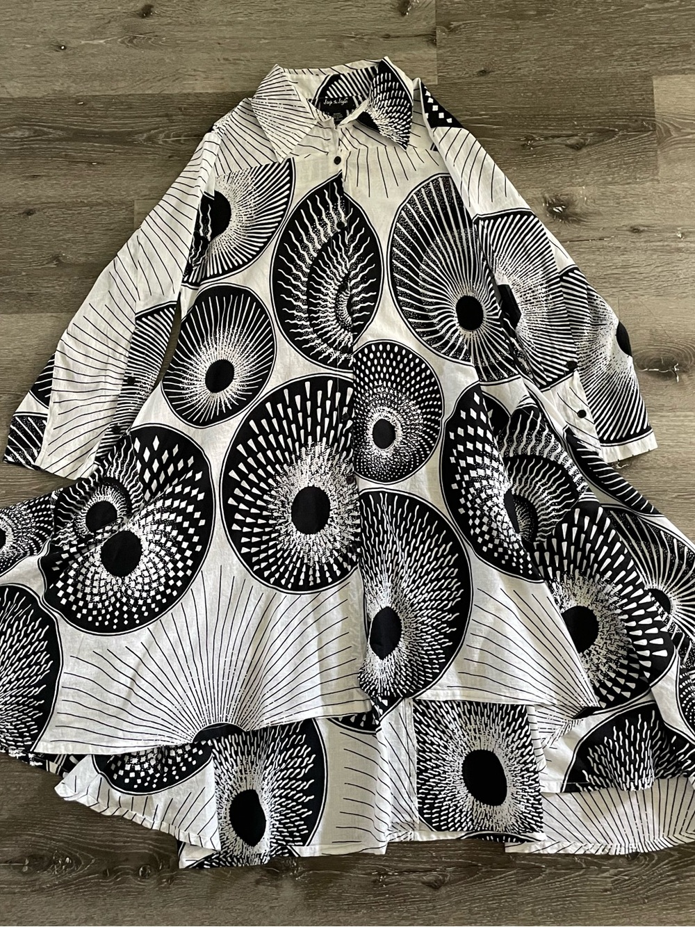 Step in Style swing shirt dress 2XL art to wear black & white cottage core